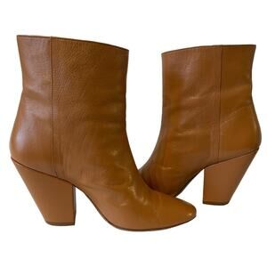 Simon Miller Low Slant Heeled Brown Leather Ankle Boots Size 40 EU